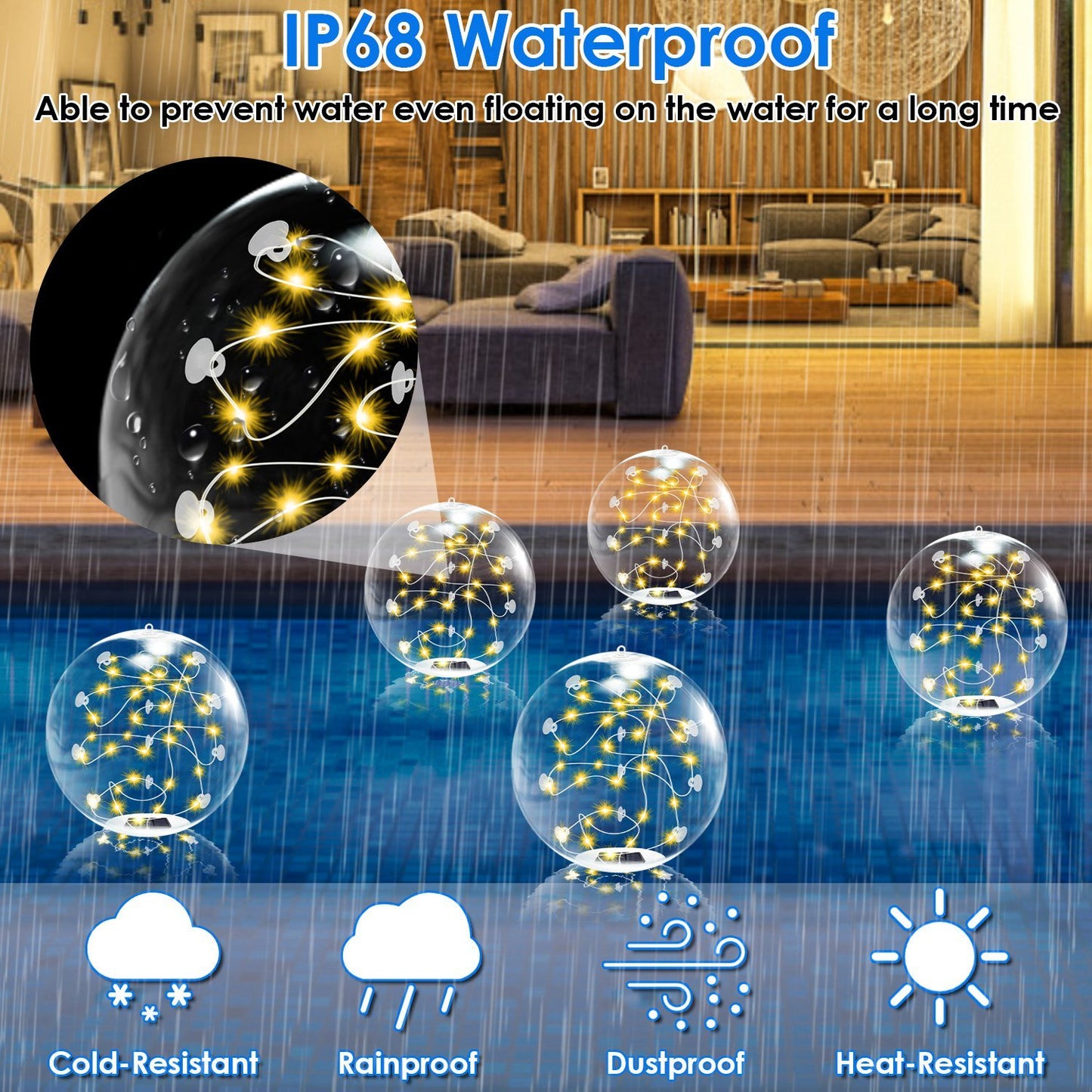 2Pcs Floating Pool Lights 14in Solar Powered Pool Balls IP68 Waterproof Inflatable Pool Decoration Lights With Remote Control 3 Light Modes Timer Adjustable Brightness