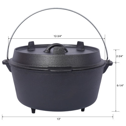 US Local Outdoor Camping Deep Pot, Suitable For Camping Fireplace Cooking Barbecue Baking Campfire