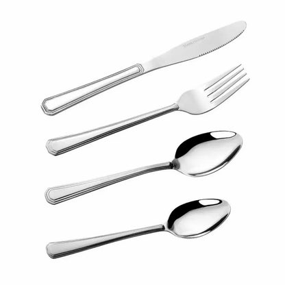 US Local 16-Piece Luxury Premium Silverware Dinnerware Tableware Set For Home - Stainless Steel Flatware Service For 4 With Forks, Knives, Spoons, And Teaspoons - Durable, Elegant, And Rust-Resistant Cutlery F