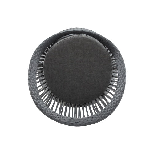 US Local 26.7 Modern Gray Wicker Lounge Chair With Rattan And Iron Frame, Featuring A Stylish Round Design, Perfect For Living Room, Patio, Or Balcony Relaxation