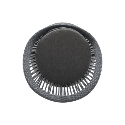 US Local 26.7 Modern Gray Wicker Lounge Chair With Rattan And Iron Frame, Featuring A Stylish Round Design, Perfect For Living Room, Patio, Or Balcony Relaxation