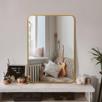 US Local 24x32 Inch Gold Metal Framed Rectangular Bathrrom Mirror For Wall.