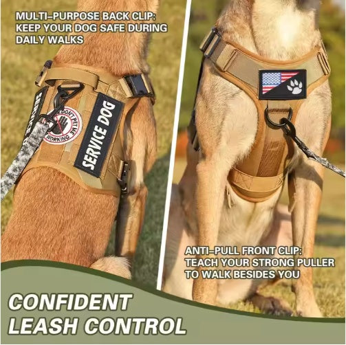 US Local Hiphoppet US Local Tactical Service Dog Harness Vest Adjustable Reflective No Pulling Large Dog Harness With Metal Buckle