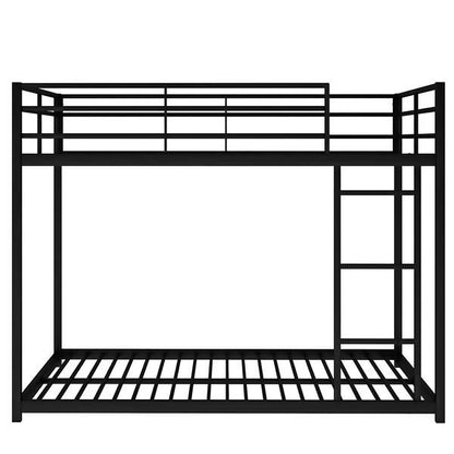 US Local Full Metal Bunk Bed, Low Bunk Bed With Ladder, Black
