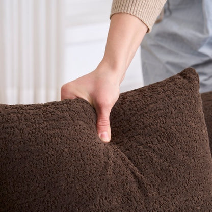 US Local LY-022 Full Compression Sponge L-Shape Sectional Sofa, Brown Modular Chaise Chenille Couch, 30D High-Density For Apartment Living Room, 900 Lbs.