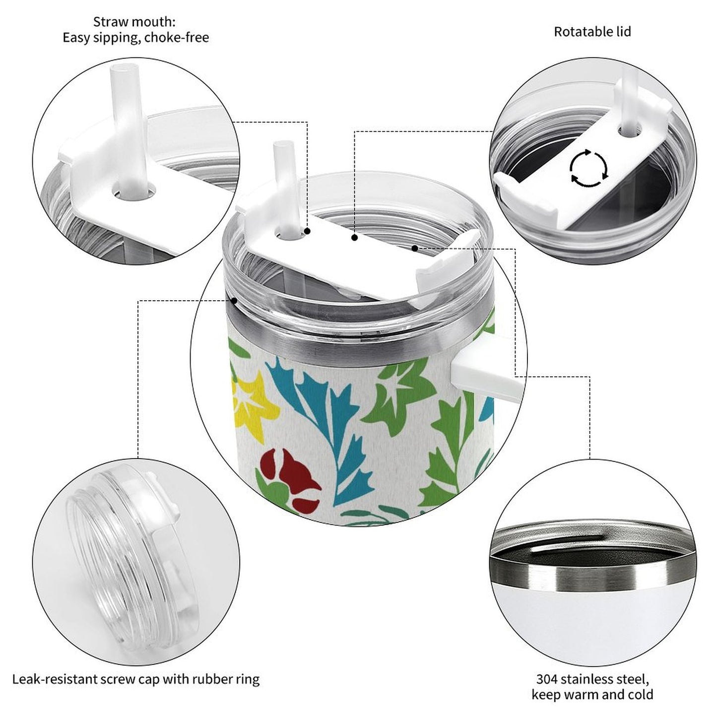 PHDT00136 POD US Local Tumbler 40 oz Large Capacity Car Cup Cut Flowers