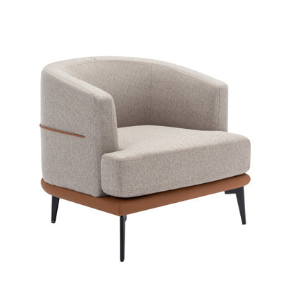 US Local Modern Two-tone Barrel Fabric Chair, Upholstered Round Armchair For Living Room Bedroom Reading Room, Burnt Orange