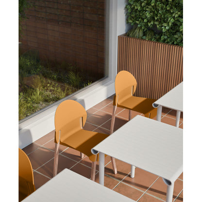 US Local 4-Pack Grey Blue Chairs Red Oak Wood Legs & PP Seat, Indoor Dining & Living Room Furniture Set