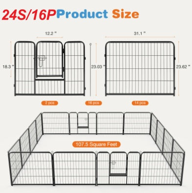 US Local Dog Playpen Indoor Fence Height Metal Exercise Pen With Door Small Puppy-Medium-Large Dogs Animal Pet For Outdoor, Garden, Yard