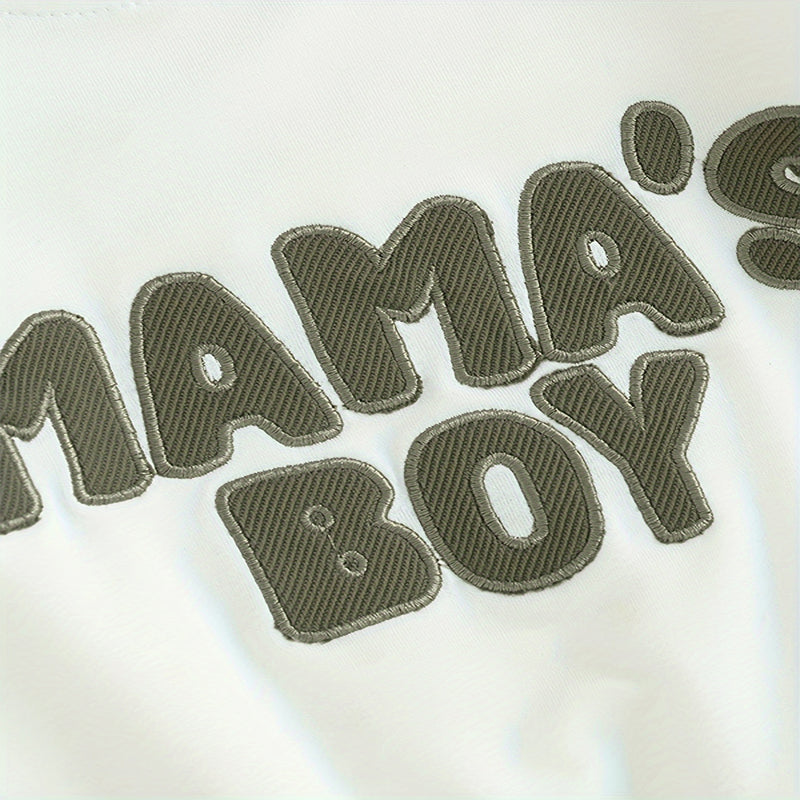 US Local Baby Boy's 2-Piece Sweatshirt Set Round Neck Letter Print Top & Drawstring Jogger Pants For Spring & Fall