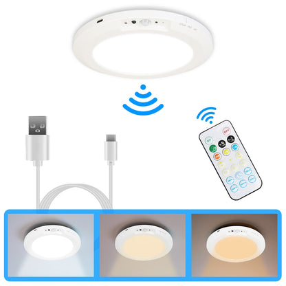 US Local 1Pack Magnetic Flush Ceiling Light Rechargeable Motion Sensor Ceiling Light Wireless Ceiling Light With Timer Remote Stepless Dimmable For Closet Stairs Garage Bathroom