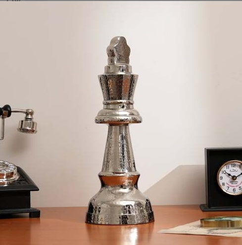 US Local Decorative Hammered Nickel Finish Chess Horse Sculpture