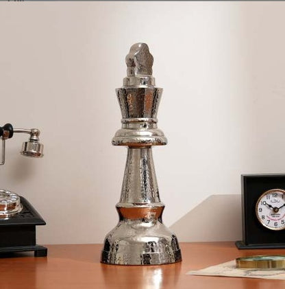 US Local Decorative Hammered Nickel Finish Chess Horse Sculpture