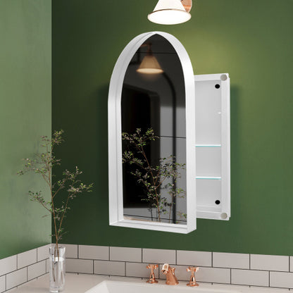 US Local 24x36 Inch Vaulted Recessed Metal Frame Bathroom Wall Cabinet With Mirror And Adjustable Shelf