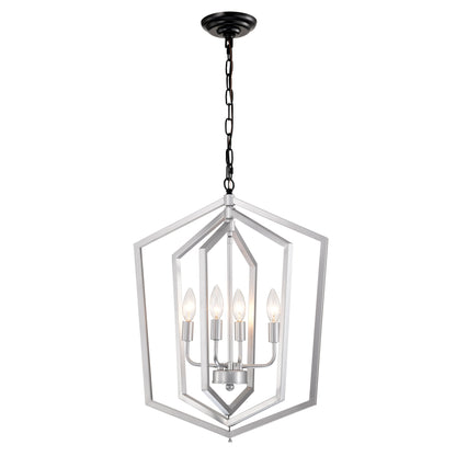 US Local 4-Light Farmhouse Chandeliers, Matte Black And Sliver Matte Black Vintage Cage Light Fixture ,Adjustable Height Chandeliers For Dining Room, Bedroom, Living Room, Confere E12 Bulbs Not Included
