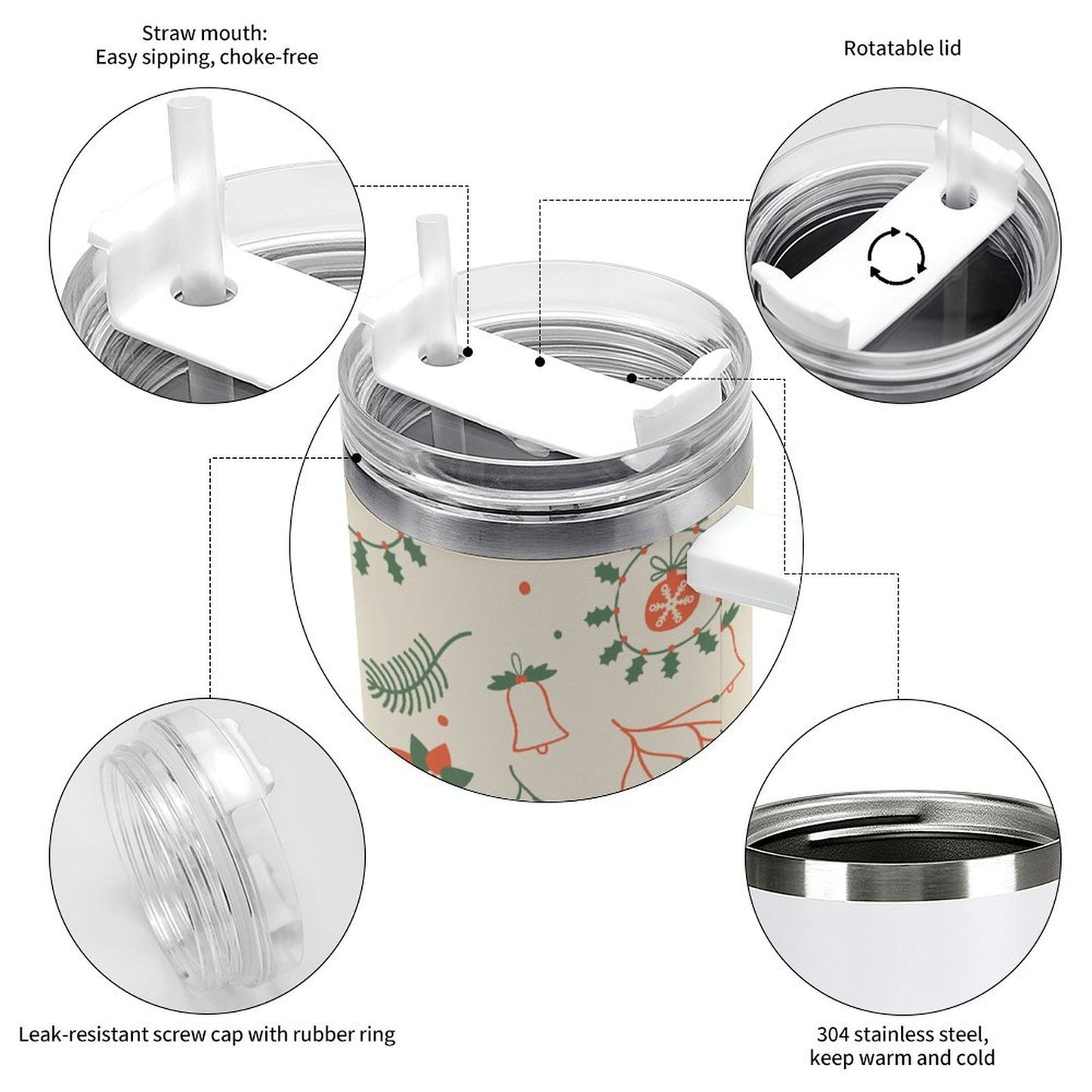 PHDT00274 POD US Local Tumbler 40 oz Large Capacity Car Cup Christmas