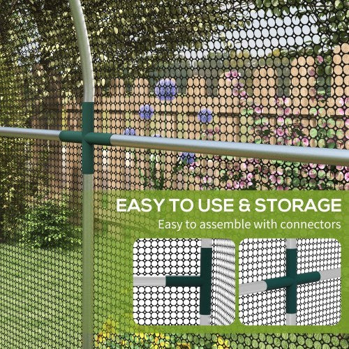 UK Local Outsunny Galvanised Steel Fruit Cage, Plant Protection Tent With Zipped Door, 1.2 X 2.4 X 1.9m, Black