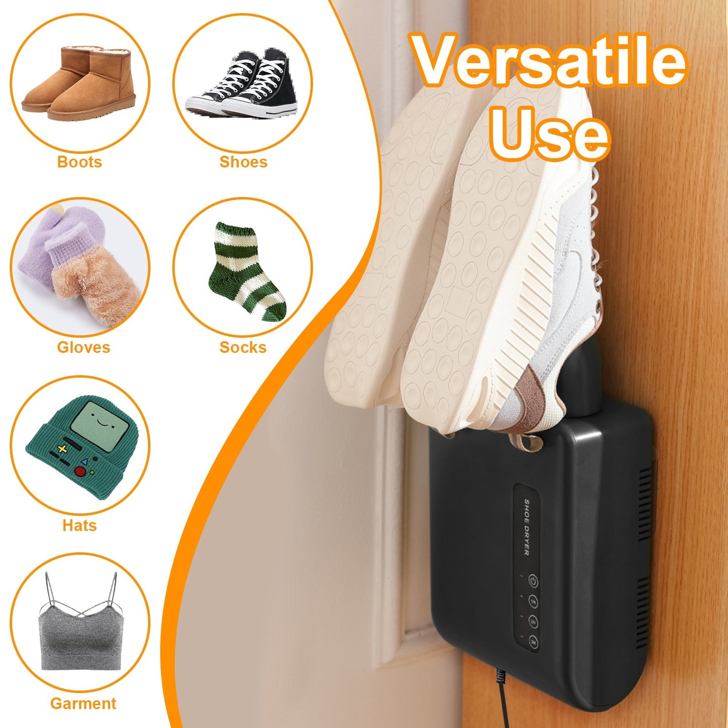 US Local 1Pc Portable Shoe Dryer Boot Shoe Warmer Deodorizer With 3 Timer Settings For Wet Boots Gloves Hats Garments