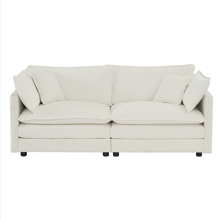 US Local Modern Fabric Double Sofa With 4 Pillows