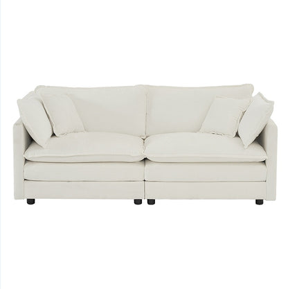 US Local Modern Fabric Double Sofa With 4 Pillows