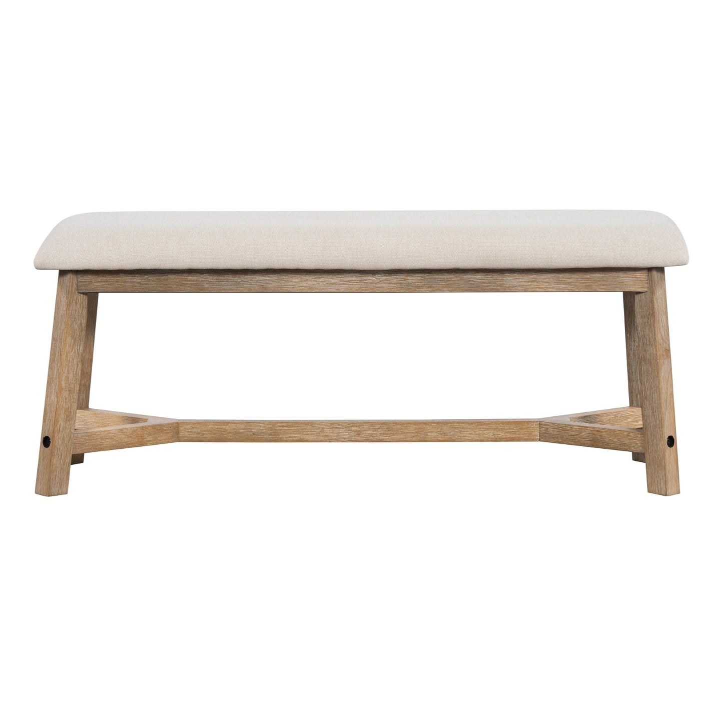 US Local TREXM 6-piece Retro Farmhouse Style Dining Set, Rectangular Table And 4 Upholstered Chairs With Ratt