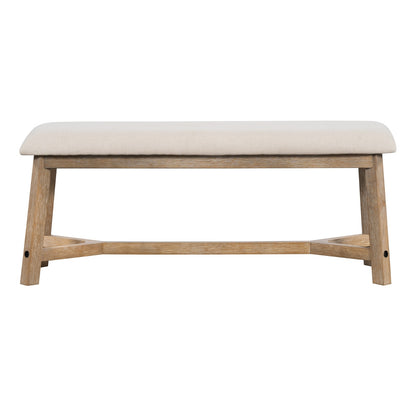 US Local TREXM 6-piece Retro Farmhouse Style Dining Set, Rectangular Table And 4 Upholstered Chairs With Ratt