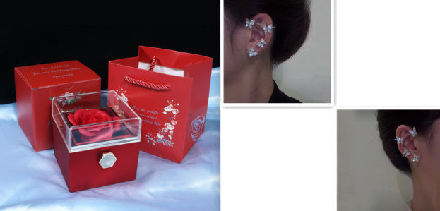 US Local Rotating Soap Flower Rose Gift Box Creative Rotating Rose Jewelry Packaging Box Valentine's Day Gift For Women