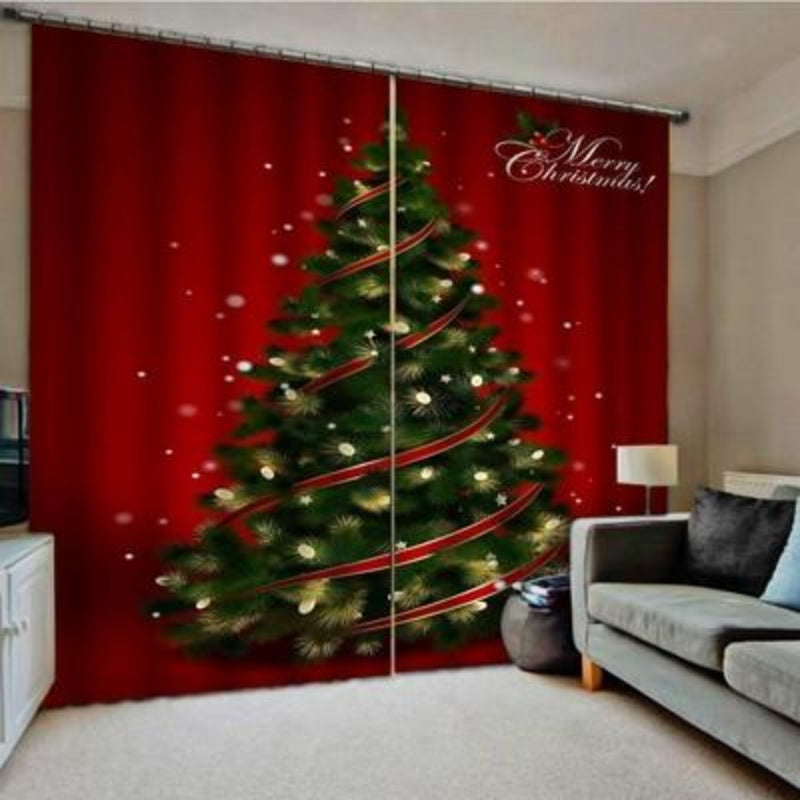 Christmas Pattern Home Decoration Living Room Bedroom Window Curtains