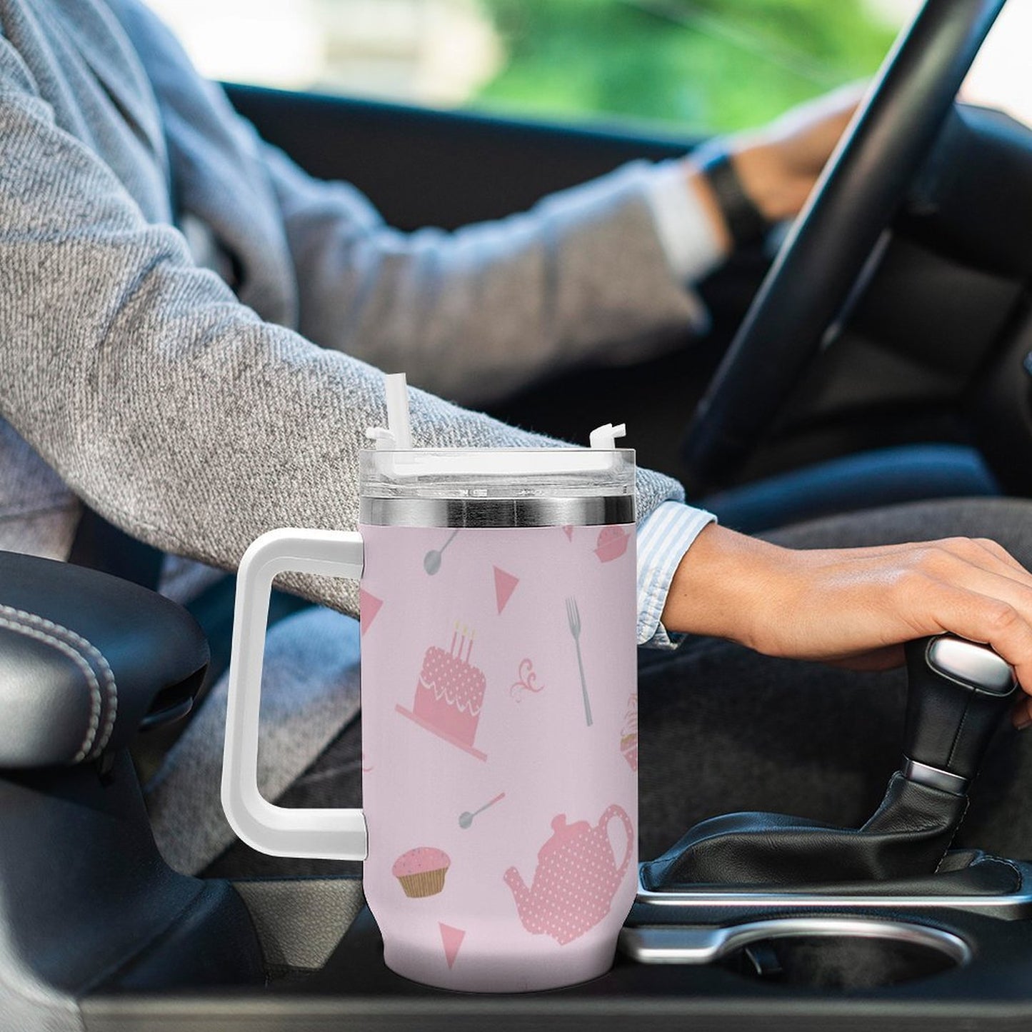 PHDT00508 POD US Local Tumbler 40oz Large Capacity Car Cup Refreshments, Afternoon Tea, Sweet, Pink