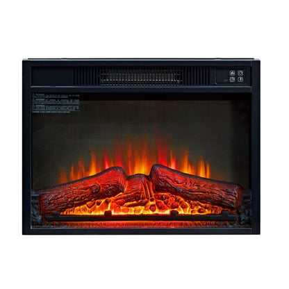 US Local 23 Inch Electric Fireplace, 3D Infrared Black Fireplace Electric Heater With Infrared Remote Control, Glass Field Of View, Adjustable Realistic Wood And Flames, Indoor, 1400W