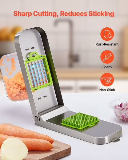 US Local Vegetable Chopper Food Veggie Cutter 3 Stainless Onion Slicer With Container