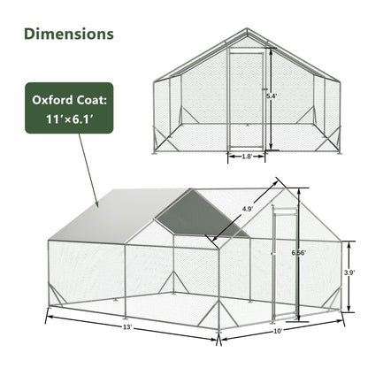 US Local Large Metal Chicken Coop, Walk-in Chicken Run, Galvanized Wire Poultry Chicken Hen Pen Cage, Rabbits Duck Cages With Waterproof And Anti-Ultraviolet Cover For Outside