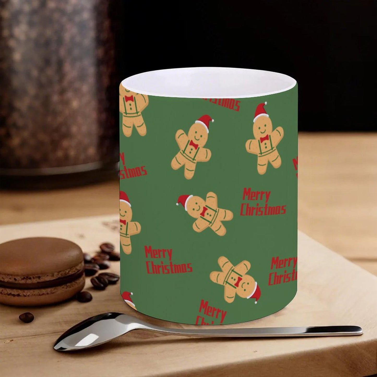 POD US Local White mug with full print, Christmas Gingerbread Man 0066