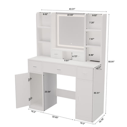 US Local Smart Mirror Dressing Table With Drawers And Storage Cabinet