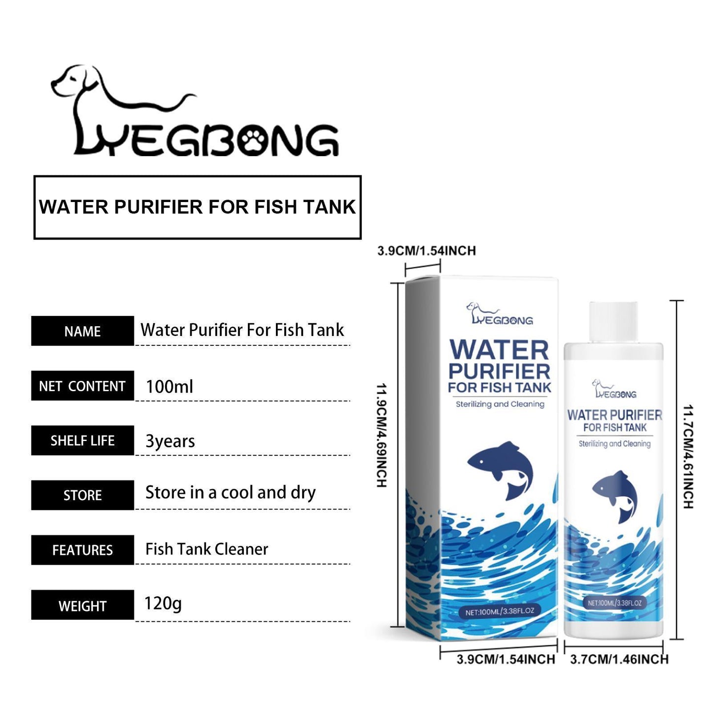 US Local Yebang Fish Tank Water Clarifier Aquarium Water Clarifier Household Fish Tank Decontamination Cleaner