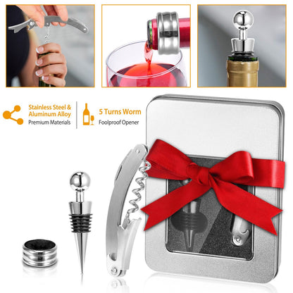 US Local 3 Pcs Corkscrew Bottle Opener Set Tool Foil Cutter Drip Collar Protector Cork Stopper Wine Bottle Cap Opener