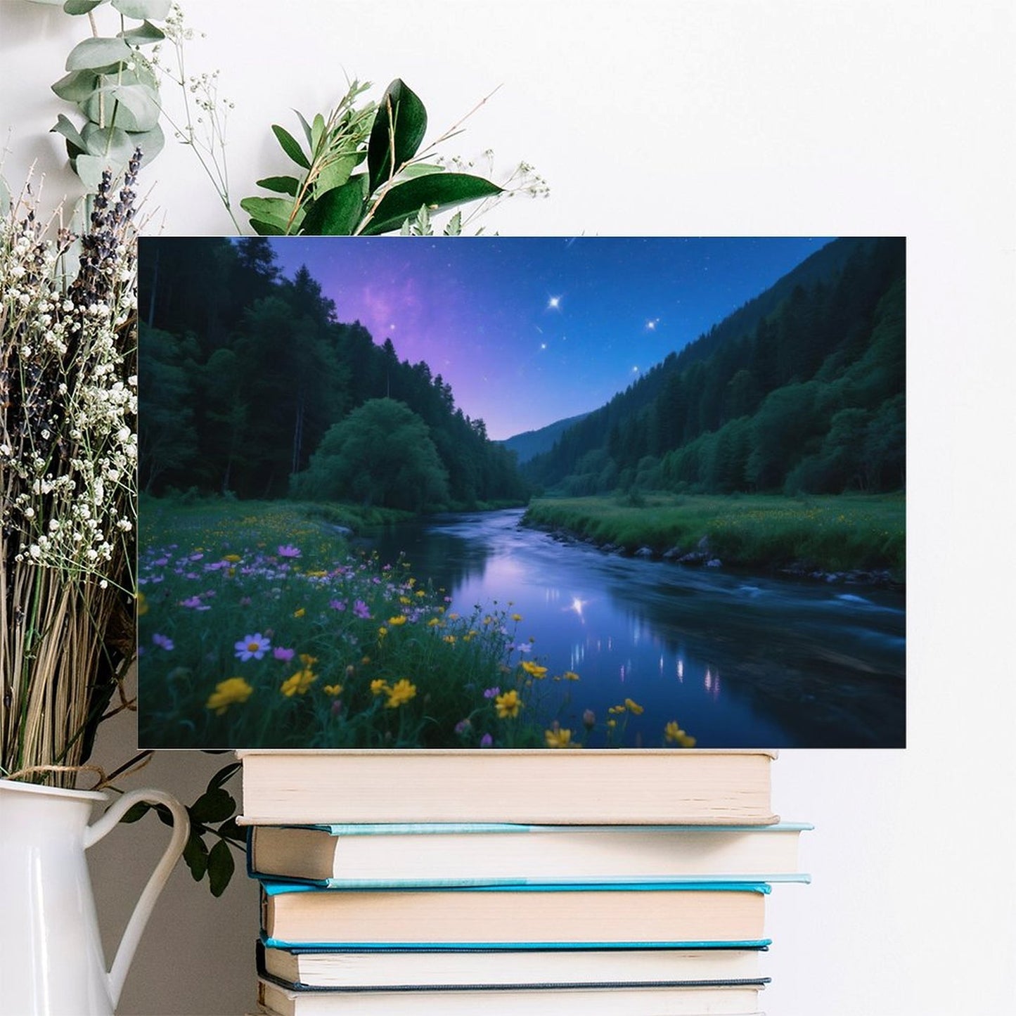 Decorative Interior Frame Painting Mountain-river-starry-summer-5
