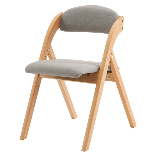 US Local 2pcs Solid Wood Folding Backrest Curved Beige Cushion Wood Colour Exhibition Chair 54X47X81cm Rubberwood
