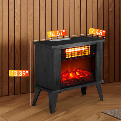 US Local ZOKOP HT1287B 120V 1000W 15in Fireplace Black Wood Free-standing - Quartz Tube - 2nd Gear Temperature Control - With Fake Firewood  - Single Color