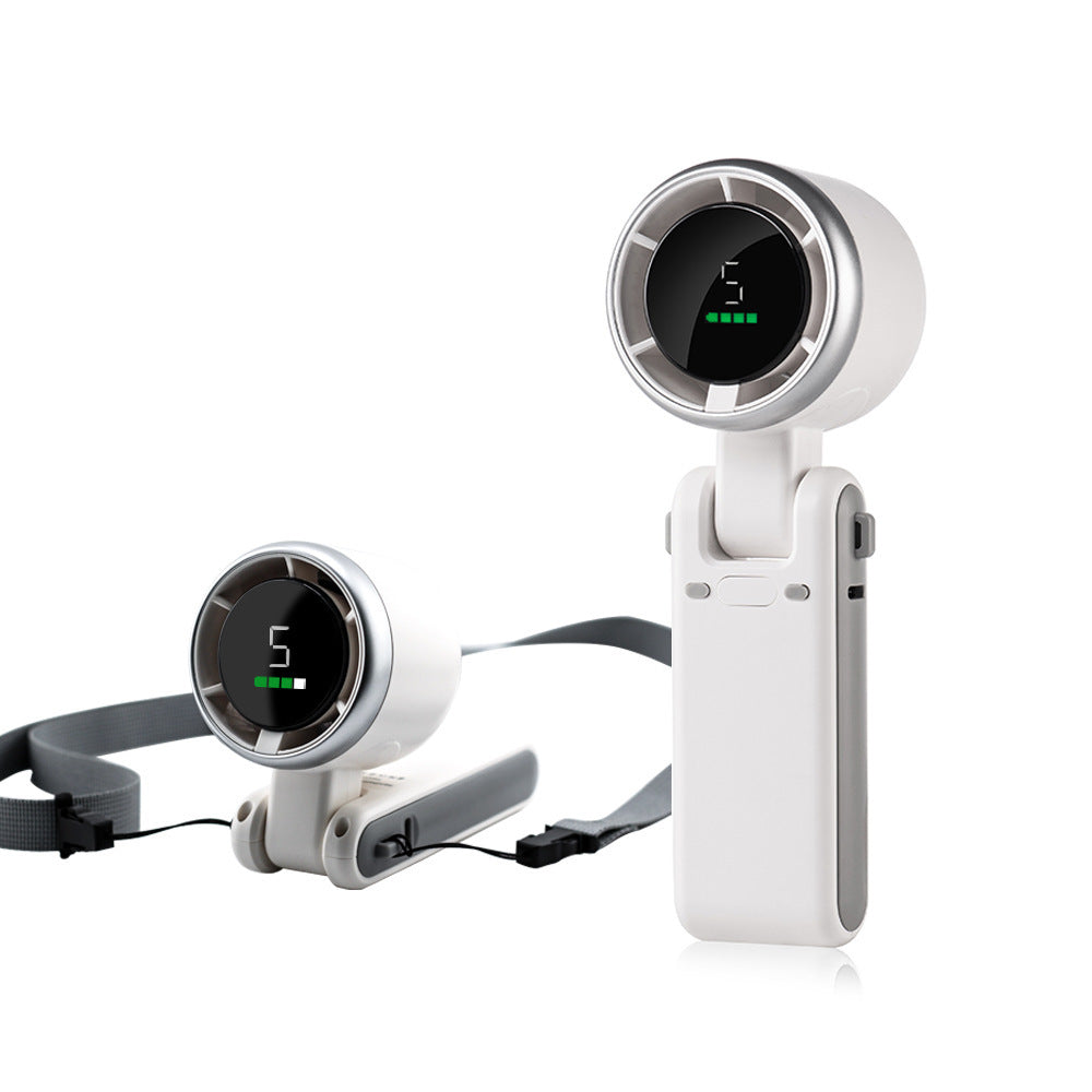 Hanging Neck Outdoor 180 Degree Folding Desktop Mini Fan Hand-held Folding High-speed Powerful Turbo Fan