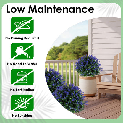 US Local 2 Packs Artificial Lavender Topiary Ball Trees UV Resistant Artificial Shrubs Fake Plants Evergreen Artificial Bush With Ground Spike For Indoor Outdoor Front Porch Garden