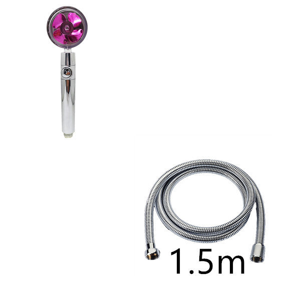 US Local Propeller Driven Shower Head With Stop Button And Cotton Filter Turbocharged High Pressure Handheld Shower Nozzle
