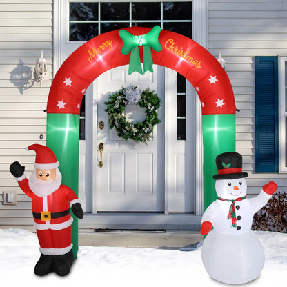 US Local 8ft With Santa Snowman 7 Lights Inflatable Festive Arch Decoration