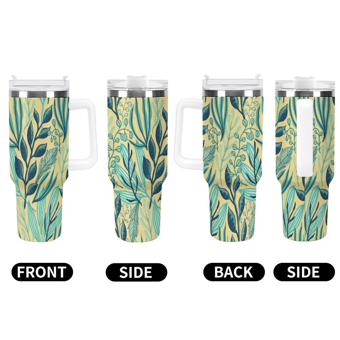 PHDT00093 POD US Local Tumbler 40 oz Large Capacity Car Cup Leaves, Yellow, Green