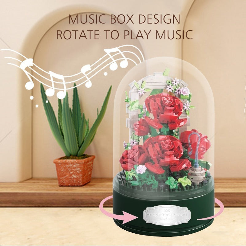 US Local Encounter A Rose Music Box With A Transparent Cover, A Rotating Music Pedestal