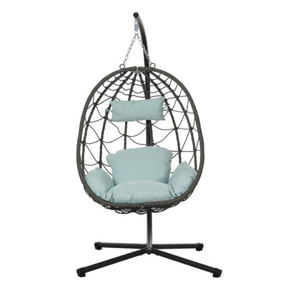 US Local Indoor And Outdoor Swing Chair With Stand, Patio Wicker Hanging Egg Chair, Hanging Basket Chair Suitable For Bedroom, Living Room And Balcony
