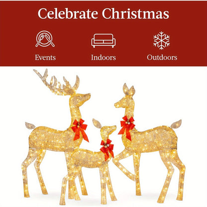 US Local Golden Christmas Reindeer Set - 3-Piece Holiday Decoration