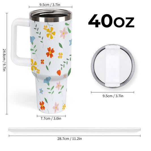 PHDT00374 POD US Local Tumbler 40 oz Large Capacity Car Cup Flowers, Rattan