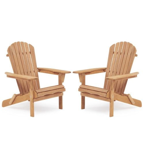 US Local Wooden Outdoor Folding Adirondack Chair 2 Piece Set Of Wooden Lounge Patio Chairs