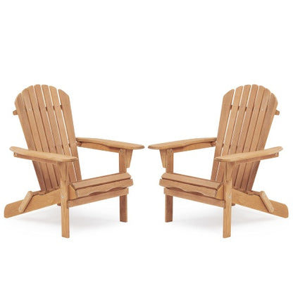 US Local Wooden Outdoor Folding Adirondack Chair 2 Piece Set Of Wooden Lounge Patio Chairs